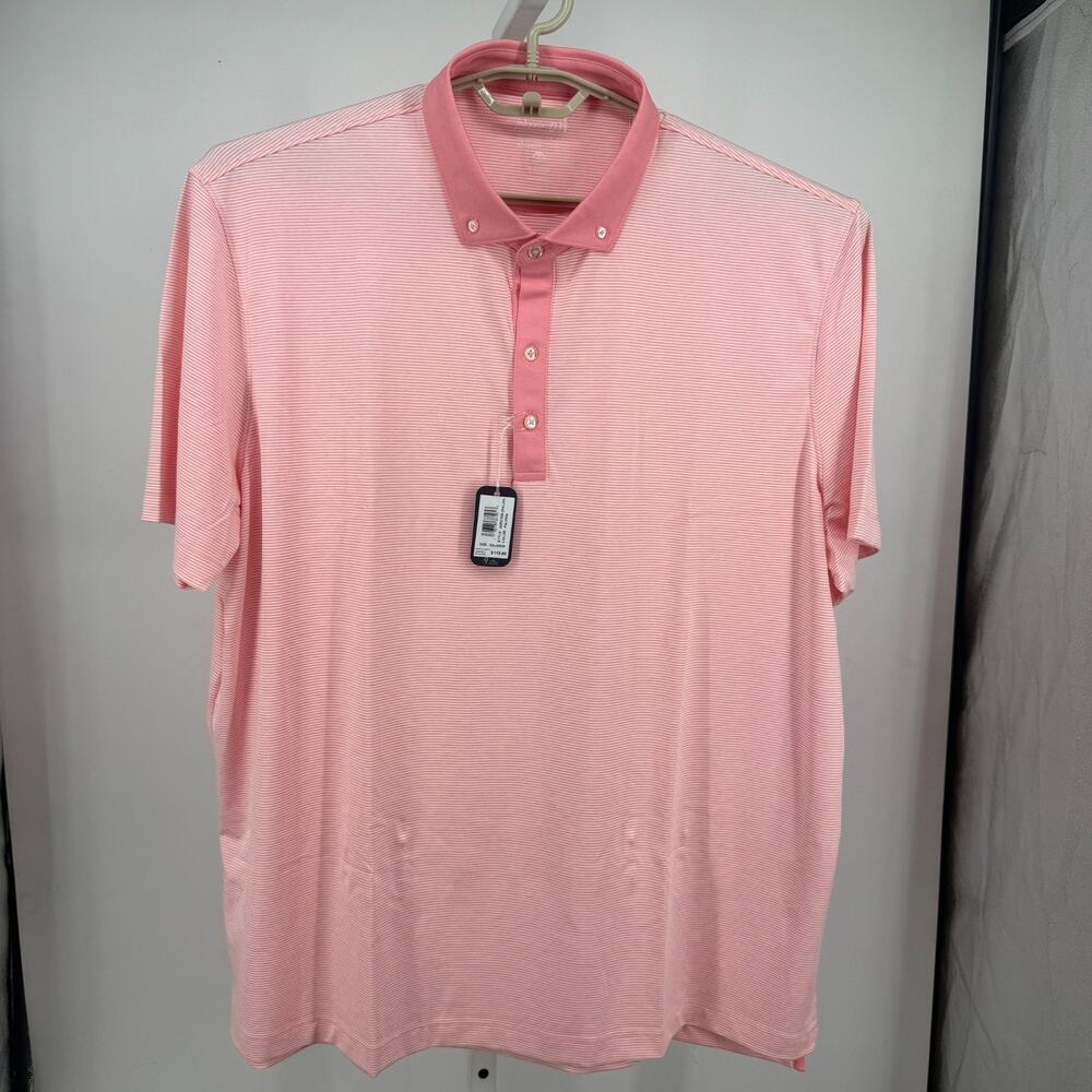 Johnnie-O Walsh Polo Mens 2XL Paloma Pink Striped Performance UPF 50 Stretch NWT
